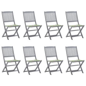 8 pcs folding garden chairs and solid acacia wood cushions by vidaXL, Garden chairs - Ref: Foro24-3078302, Price: 336,66 €, D...