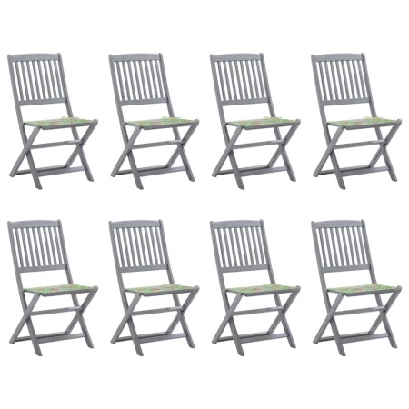 8 pcs folding garden chairs and solid acacia wood cushions by vidaXL, Garden chairs - Ref: Foro24-3078302, Price: 336,66 €, D...