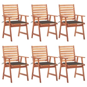 Garden dining chairs and cushions 6 units solid acacia wood by vidaXL, Garden chairs - Ref: Foro24-3078355, Price: 391,34 €, ...