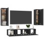 Set de muebles de salón TV 4 pzas madera de ingeniería negro de vidaXL, Muebles TV - Ref: Foro24-3078749, Precio: 169,58 €, D...