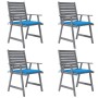 Dining garden chairs with cushions 4 pcs solid acacia wood by vidaXL, Garden chairs - Ref: Foro24-3078408, Price: 298,60 €, D...