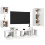 White engineered wood 5-piece TV living room furniture set by vidaXL, TV Furniture - Ref: Foro24-3078696, Price: 185,60 €, Di...