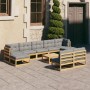 10-teiliges Gartenmöbel-Set und Kissen aus massivem Zirbenholz von vidaXL, Gartensets - Ref: Foro24-3077139, Preis: 850,44 €,...