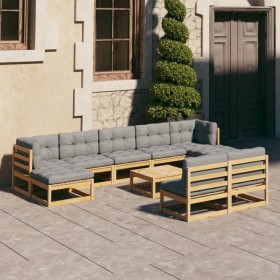 10-piece garden furniture set with solid pine wood cushions by vidaXL, Garden sets - Ref: Foro24-3077139, Price: 846,99 €, Di...