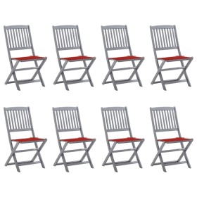 Folding garden chairs 8 units and solid acacia wood cushions by vidaXL, Garden chairs - Ref: Foro24-3078296, Price: 405,12 €,...