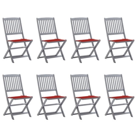 Folding garden chairs 8 units and solid acacia wood cushions by vidaXL, Garden chairs - Ref: Foro24-3078296, Price: 405,12 €,...