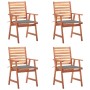 Garden dining chairs and cushions 4 pcs solid acacia wood by vidaXL, Garden chairs - Ref: Foro24-3078321, Price: 251,20 €, Di...