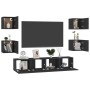 Set de muebles de salón TV 6 pzas madera de ingeniería negro de vidaXL, Muebles TV - Ref: Foro24-3078767, Precio: 196,47 €, D...