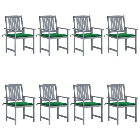 Garden chairs with cushions 8 pcs solid gray acacia wood by vidaXL, Garden chairs - Ref: Foro24-3078227, Price: 510,55 €, Dis...