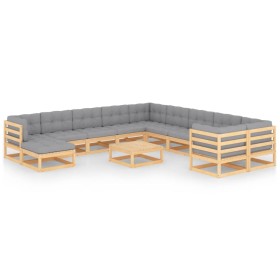 Garden furniture set 12 pieces and cushions solid pine wood by vidaXL, Garden sets - Ref: Foro24-3077099, Price: 1,00 €, Disc...