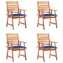 Garden dining chairs and cushions 4 pcs solid acacia wood by vidaXL, Garden chairs - Ref: Foro24-3078330, Price: 252,45 €, Di...