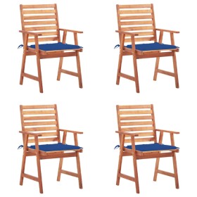 Garden dining chairs and cushions 4 pcs solid acacia wood by vidaXL, Garden chairs - Ref: Foro24-3078330, Price: 247,99 €, Di...