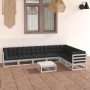 Garden furniture set with cushions 8 pieces solid white pine wood by vidaXL, Garden sets - Ref: Foro24-3076800, Price: 636,42...