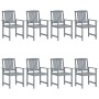 Garden chairs 8 units solid gray teak wood by vidaXL, Garden chairs - Ref: Foro24-3078206, Price: 467,89 €, Discount: %