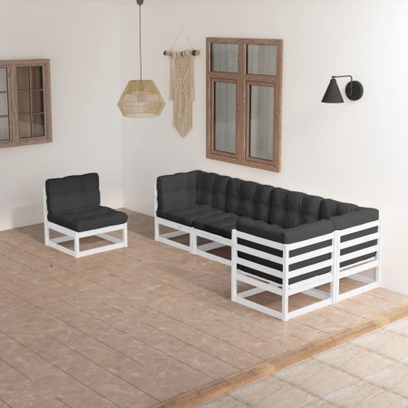 Garden furniture 6 pieces with cushions made of solid pine wood by vidaXL, Garden sets - Ref: Foro24-3076635, Price: 589,84 €...