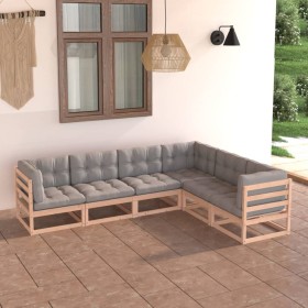 Gartenmöbel-Set 6-teilig und Kissen aus massivem Kiefernholz von vidaXL, Gartensets - Ref: Foro24-3076784, Preis: 557,99 €, R...