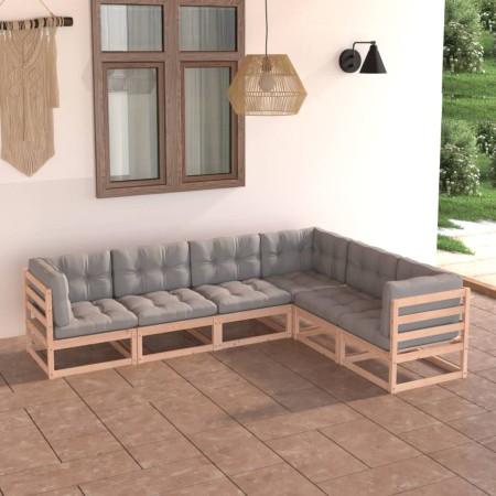 Garden furniture set 6 pieces and cushions solid pine wood by vidaXL, Garden sets - Ref: Foro24-3076784, Price: 559,04 €, Dis...