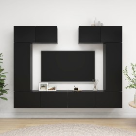 Set de muebles de salón TV 6 piezas madera de ingeniería negro de vidaXL, Muebles TV - Ref: Foro24-3078804, Precio: 289,35 €,...