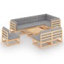 9-piece garden furniture set with solid pine wood cushions by vidaXL, Garden sets - Ref: Foro24-3076679, Price: 827,82 €, Dis...