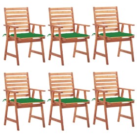 Garden dining chairs and cushions 6 units solid acacia wood by vidaXL, Garden chairs - Ref: Foro24-3078352, Price: 398,77 €, ...