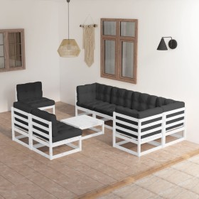 Garden furniture set 9 pieces and cushions solid pine wood by vidaXL, Garden sets - Ref: Foro24-3076680, Price: 695,40 €, Dis...