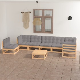 Gartenmöbel-Set 8-teilig und Kissen aus massivem Kiefernholz von vidaXL, Gartensets - Ref: Foro24-3076649, Preis: 738,10 €, R...