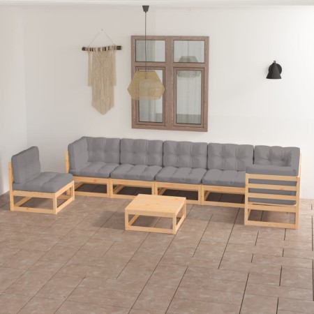 Gartenmöbel-Set 8-teilig und Kissen aus massivem Kiefernholz von vidaXL, Gartensets - Ref: Foro24-3076649, Preis: 741,62 €, R...