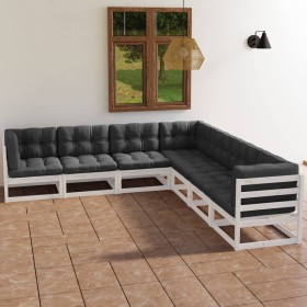 7-teiliges Gartenmöbel-Set und Kissen aus massivem Zirbenholz von vidaXL, Gartensets - Ref: Foro24-3076555, Preis: 555,64 €, ...