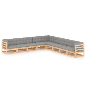 Gartenmöbel-Set 9-teilig und Kissen aus massivem Kiefernholz von vidaXL, Gartensets - Ref: Foro24-3076894, Preis: 940,32 €, R...