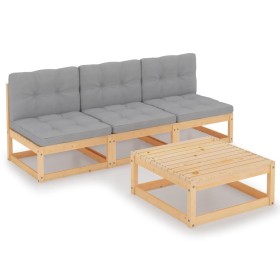 4-piece garden furniture set with solid pine wood cushions by vidaXL, Garden sets - Ref: Foro24-3076354, Price: 317,01 €, Dis...