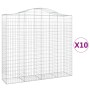 Wire mesh gabion baskets, 10 units, arched shape, iron, 200x50x180/200 cm. by vidaXL, Pots and planters - Ref: Foro24-3145732...