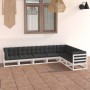 7-teiliges Gartenmöbel-Set mit Kissen aus massivem Weißkiefernholz von vidaXL, Gartensets - Ref: Foro24-3076795, Preis: 555,6...