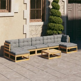 Garden furniture 8 pieces and cushions solid pine wood by vidaXL, Garden sets - Ref: Foro24-3077129, Price: 603,40 €, Discoun...