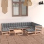 Gartenmöbel-Set 10-teilig und Kissen aus massivem Kiefernholz von vidaXL, Gartensets - Ref: Foro24-3076809, Preis: 864,82 €, ...