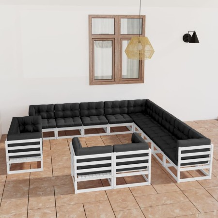 13-piece garden furniture set with white pine wood cushions by vidaXL, Garden sets - Ref: Foro24-3077015, Price: 1,00 €, Disc...