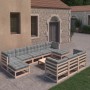 Gartenmöbel-Set 11-teilig und Kissen aus massivem Kiefernholz von vidaXL, Gartensets - Ref: Foro24-3077169, Preis: 870,45 €, ...