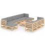 Garden furniture set 11 pieces and cushions solid pine wood by vidaXL, Garden sets - Ref: Foro24-3077169, Price: 865,99 €, Di...