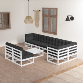 Set mit 9 Gartenmöbeln und Kissen aus massivem Zirbenholz von vidaXL, Gartensets - Ref: Foro24-3076670, Preis: 692,99 €, Raba...