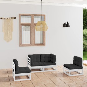 Garden furniture 4 pieces with cushions made of solid pine wood by vidaXL, Garden sets - Ref: Foro24-3076430, Price: 320,66 €...