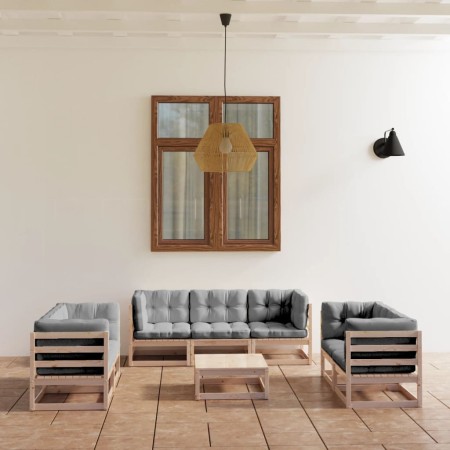 8-piece garden furniture set with solid pine wood cushions by vidaXL, Garden sets - Ref: Foro24-3076504, Price: 625,09 €, Dis...