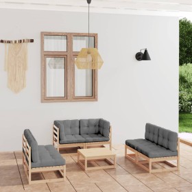 7-piece garden furniture set with solid pine wood cushions by vidaXL, Garden sets - Ref: Foro24-3076464, Price: 636,99 €, Dis...