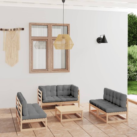 7-piece garden furniture set with solid pine wood cushions by vidaXL, Garden sets - Ref: Foro24-3076464, Price: 638,81 €, Dis...