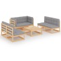 7-piece garden furniture set with solid pine wood cushions by vidaXL, Garden sets - Ref: Foro24-3076464, Price: 638,81 €, Dis...