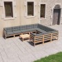 11-piece garden furniture set with solid pine wood cushions by vidaXL, Garden sets - Ref: Foro24-3077049, Price: 1,00 €, Disc...