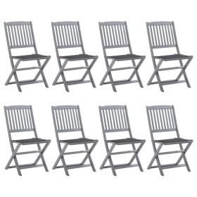 8 pcs folding garden chairs and solid acacia wood cushions by vidaXL, Garden chairs - Ref: Foro24-3078290, Price: 405,36 €, D...