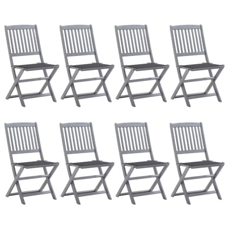 8 pcs folding garden chairs and solid acacia wood cushions by vidaXL, Garden chairs - Ref: Foro24-3078290, Price: 405,99 €, D...