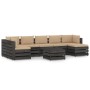 Garden furniture 8 pieces with gray impregnated wood cushions by vidaXL, Garden sets - Ref: Foro24-3068363, Price: 717,99 €, ...