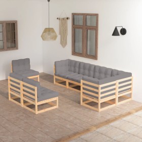 Garden furniture 8 pieces and cushions solid pine wood by vidaXL, Garden sets - Ref: Foro24-3076674, Price: 818,99 €, Discoun...