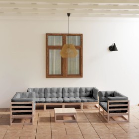 9-piece garden furniture set with solid pine wood cushions by vidaXL, Garden sets - Ref: Foro24-3076514, Price: 779,99 €, Dis...