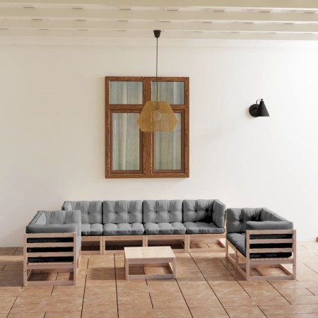 9-piece garden furniture set with solid pine wood cushions by vidaXL, Garden sets - Ref: Foro24-3076514, Price: 781,84 €, Dis...